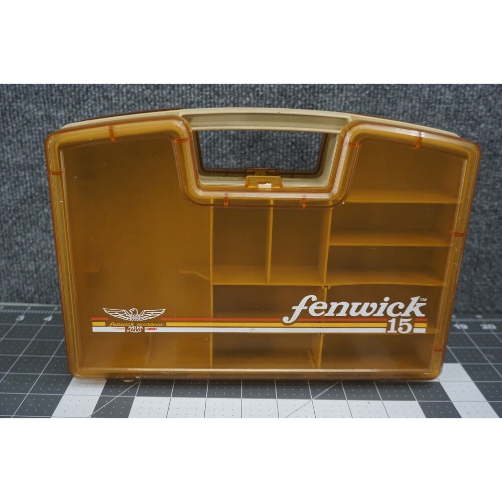Fenwick 15 Woodstream 24 Slot Double-Sided Fishing Tackle Box AMBER w/ Small Box
